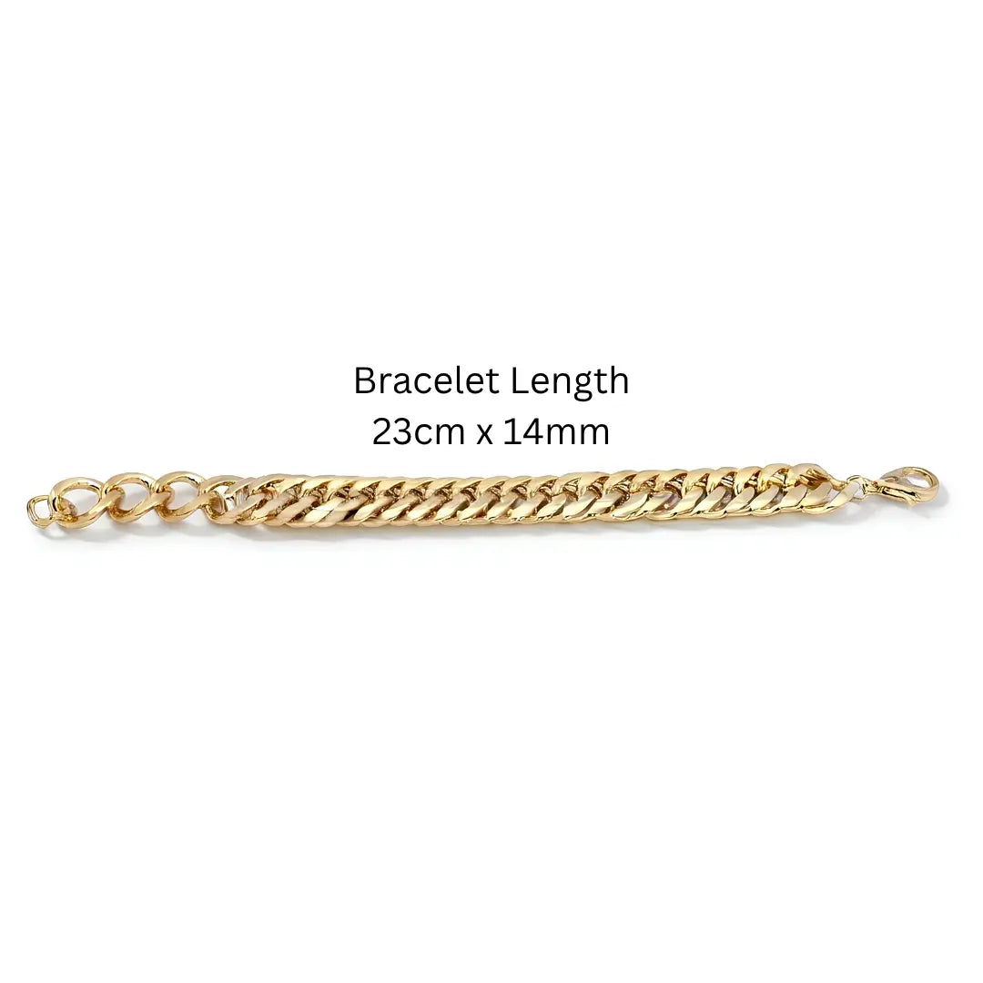 18K Gold Filled Heavy Cuban Link Chain Bracelet - 23cm x 14mm